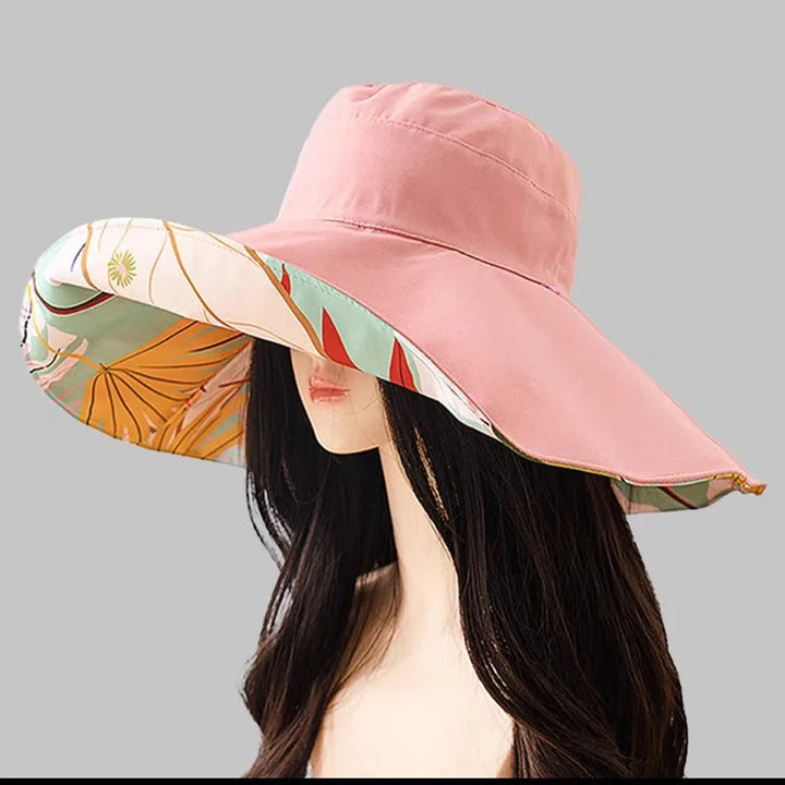 Reversible cotton sun hat with wide brim (56–60 cm) – Liora