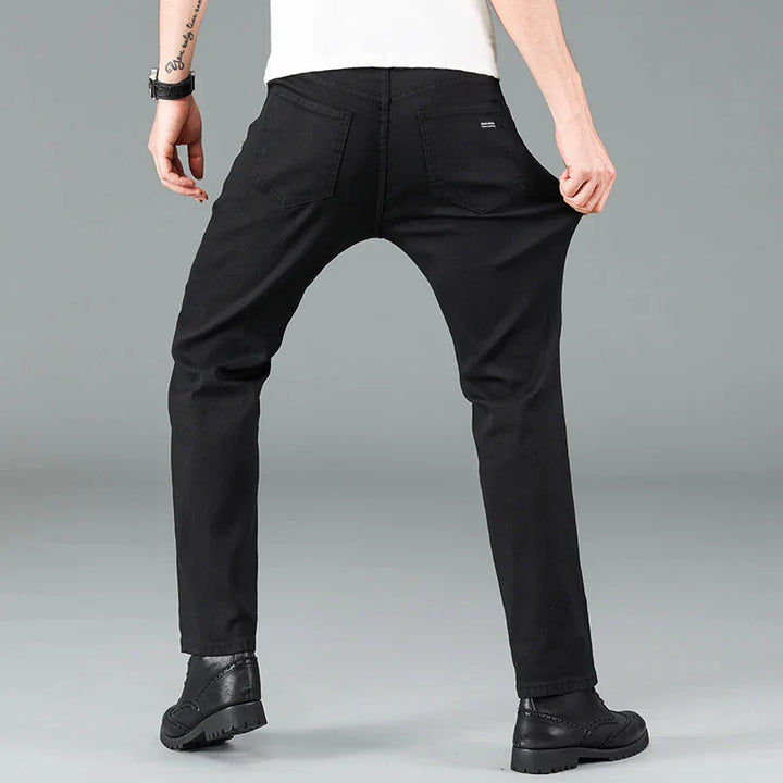 Herre Straight Fit Jeans i sort med stretch – Milan