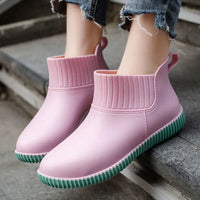 Botines de lluvia para mujer impermeables con caña de punto y suela antideslizante – Liora