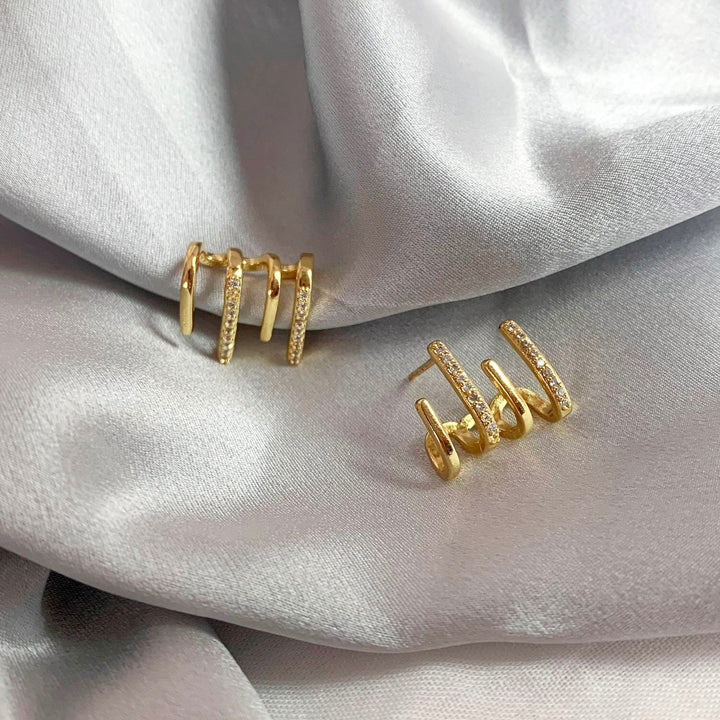 Illusion Earrings with Four Hoops and Zirconia - Zarvia