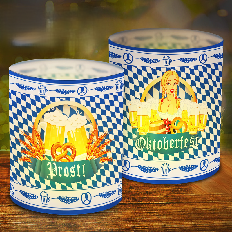 Set de faroles de mesa con diseño Oktoberfest (12 piezas, 1+1 gratis) – LampenFreude Oktoberfest 2025