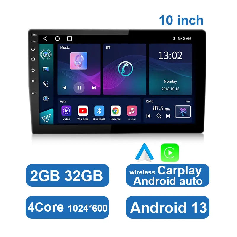 Universelles Android-Autoradio mit Touchscreen, GPS und kabellosem CarPlay