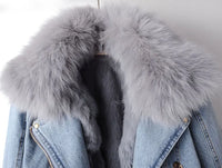 Denim- og kunstpels-elegancejakke - Stella