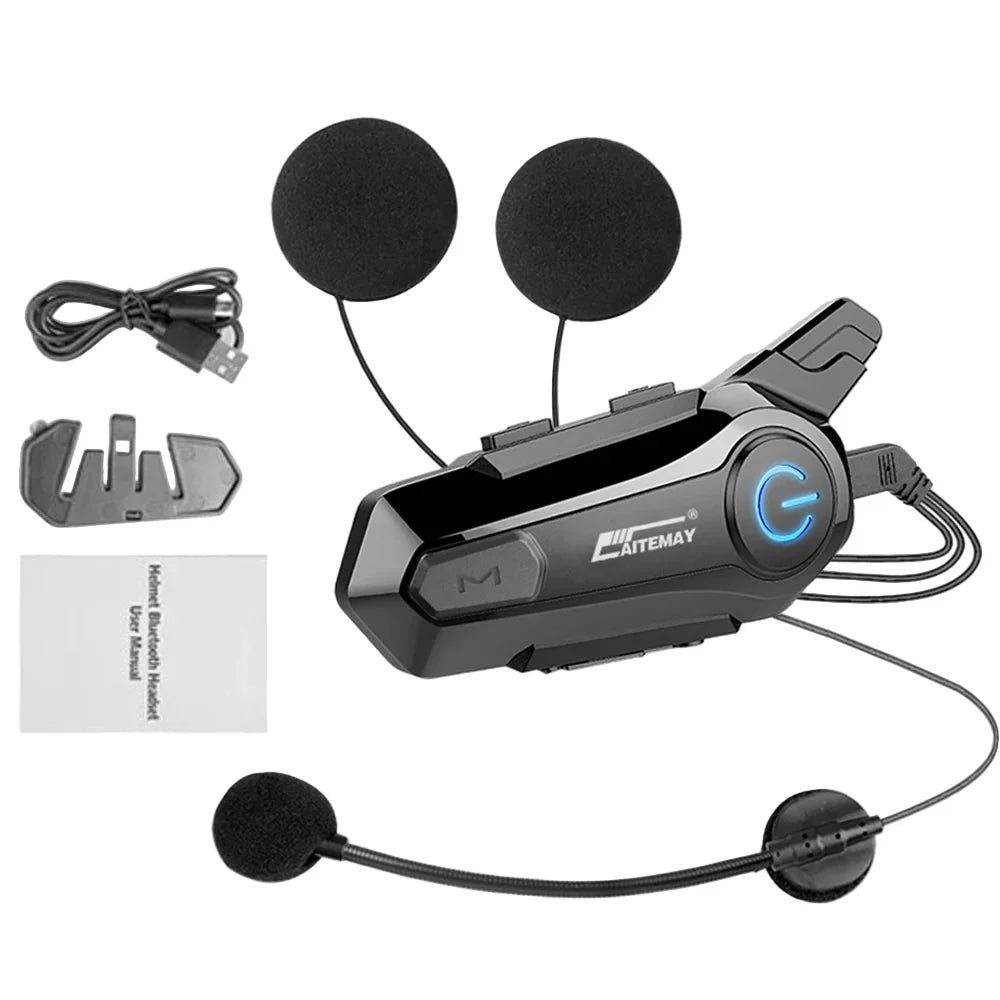 AA OOS Bluetooth motorcykelhjelm intercom headset med 1000 m rækkevidde og IPX6 vandtæt – RoadComm