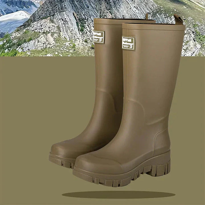 Women's Chelsea waterproof rain boots with block heel & tread sole – Saphira