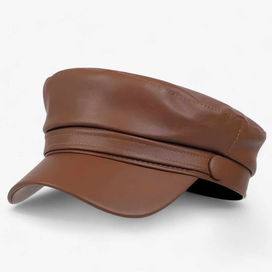 Octagonal Women's Newsboy Cap made of PU Leather – Valence