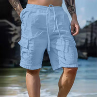 Airy men's linen shorts with wide leg and drawstring – Silas