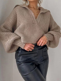Knitted V-neck Sweater - Isolde