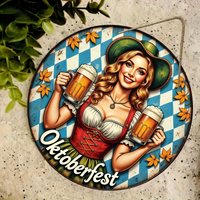 Rund vægdekoration „Oktoberfest-pige“ (20 cm) – BierMaid Art Oktoberfest 2025