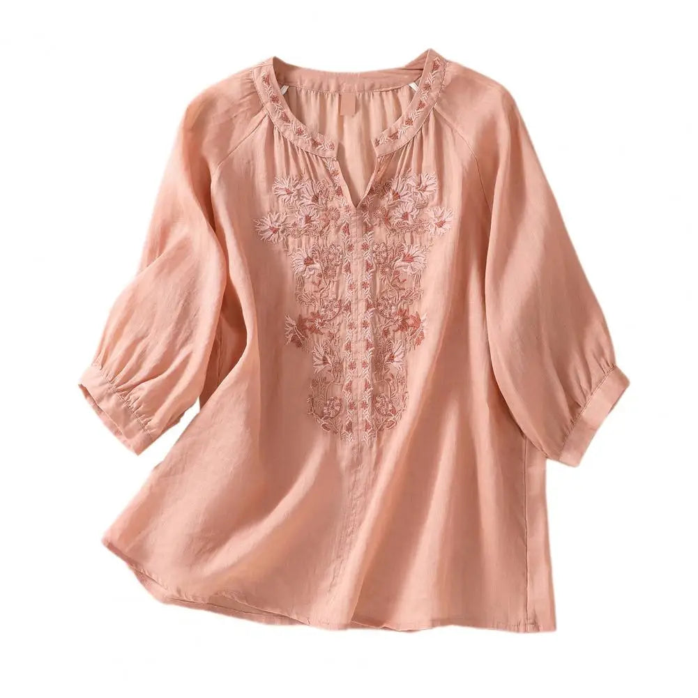 Embroidered Women's Summer Blouse made of Cotton – Ysolde