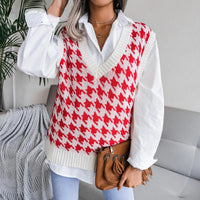 Women's Checked Knitted Vest Top – Yara