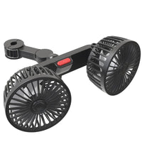 Tragbarer USB-Dual-Head-Auto-Lüfter 360° drehbar mit 3 Geschwindigkeiten – CoolBreeze