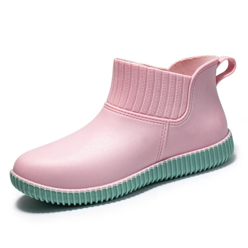 Botines de lluvia para mujer impermeables con caña de punto y suela antideslizante – Liora