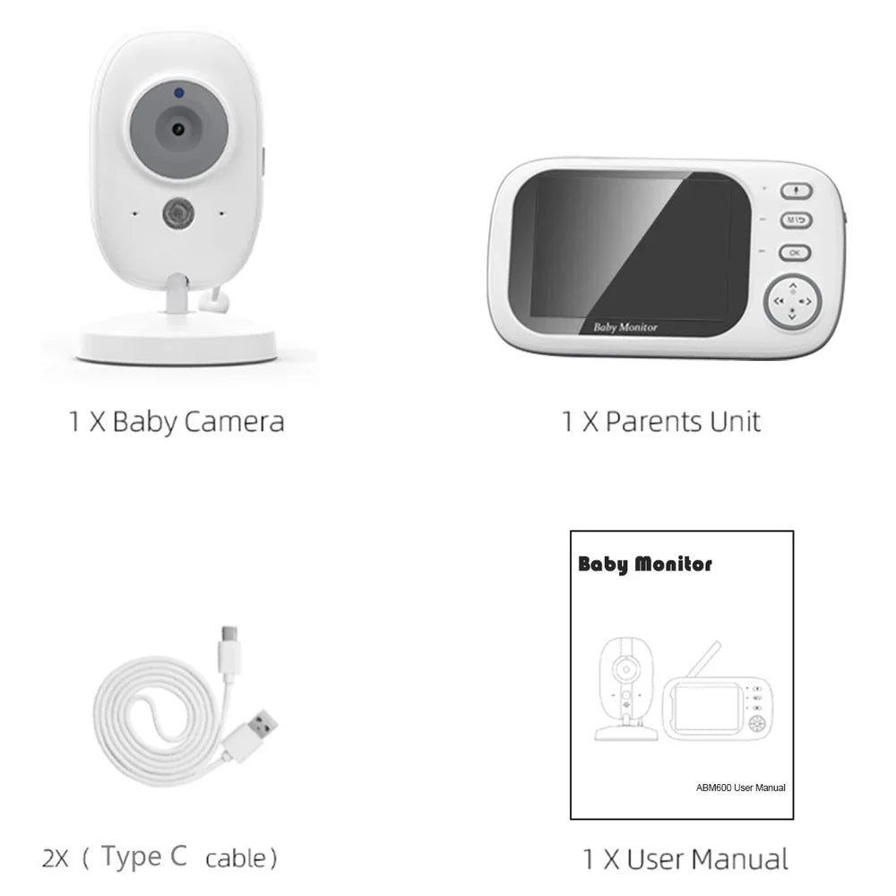 3,5-Zoll Video-Babyphone mit Nachtsicht, Temperaturanzeige und Gegensprechanlage