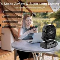 Rechargeable Camping Fan with 40000mAh Battery and LED Lamp – F22