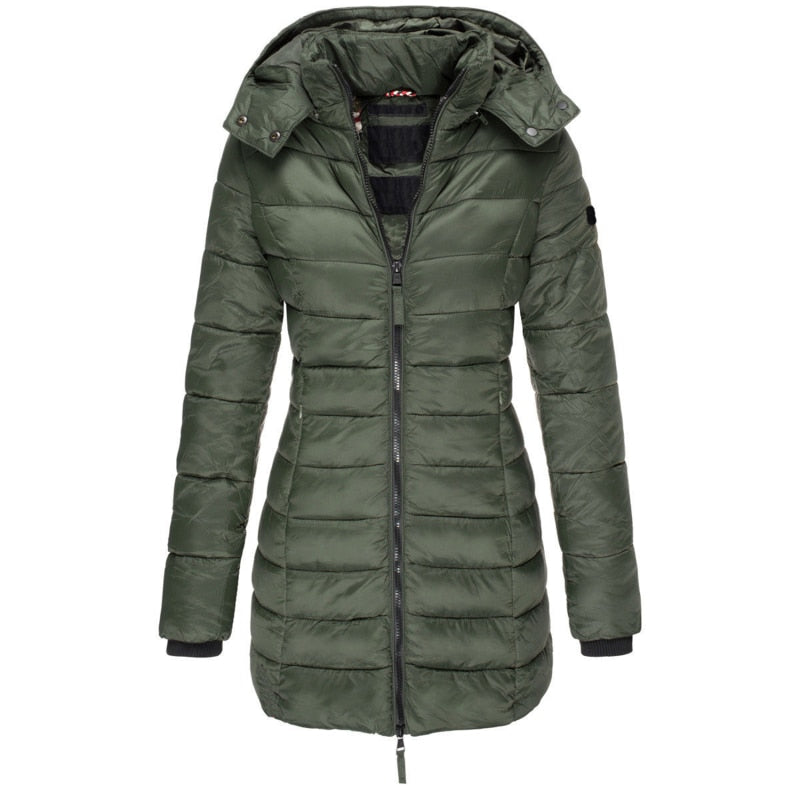 Women's parka with hood and down filling - Elena