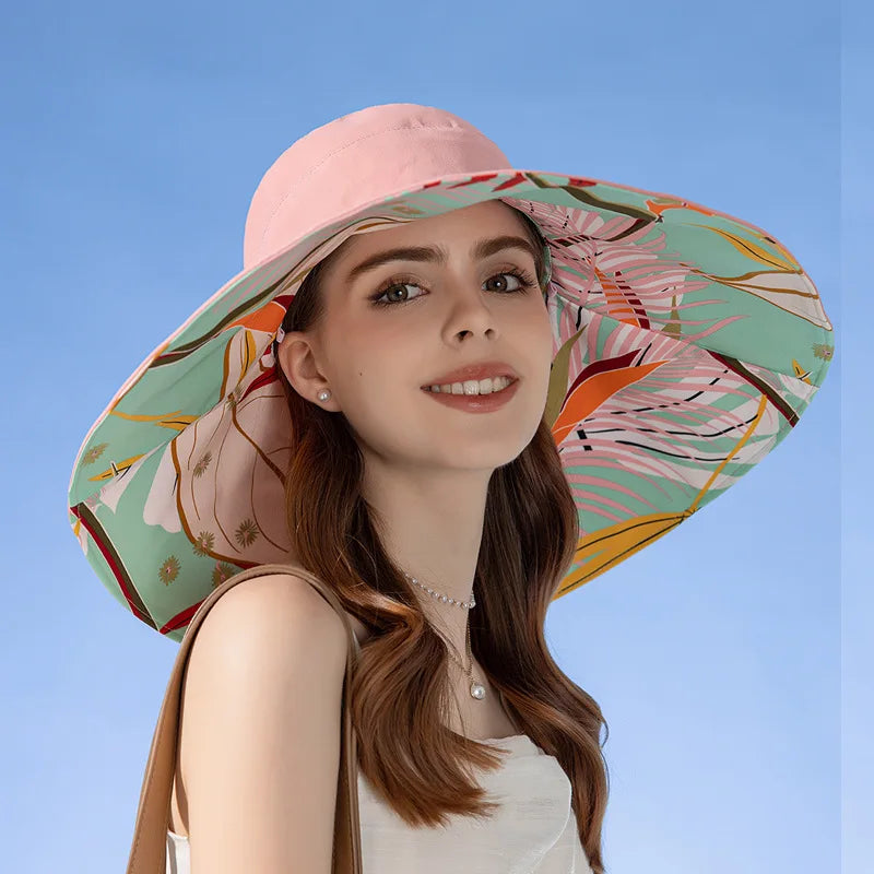 Reversible cotton sun hat with wide brim (56–60 cm) – Liora