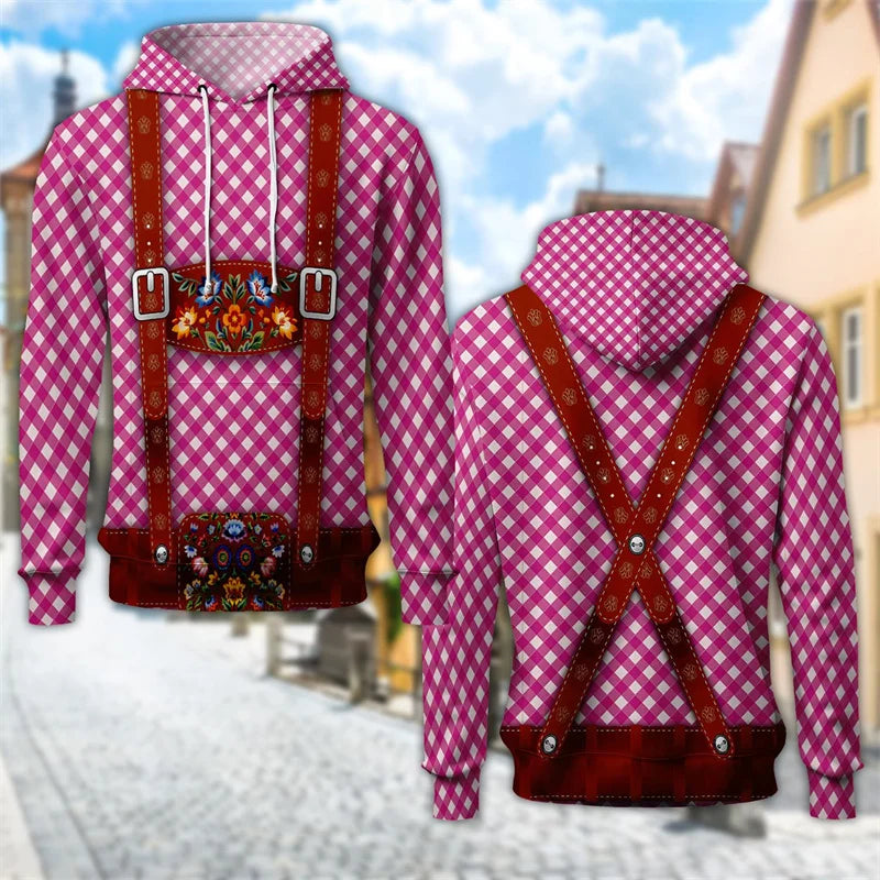 Sudadera con capucha 3D Trachten con estampado de jarra de cerveza – ProstZeit Oktoberfest 2025