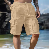Airy men's linen shorts with wide leg and drawstring – Silas