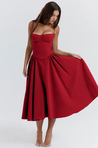 Stylish summer dress with spaghetti straps and waist corset – Mira