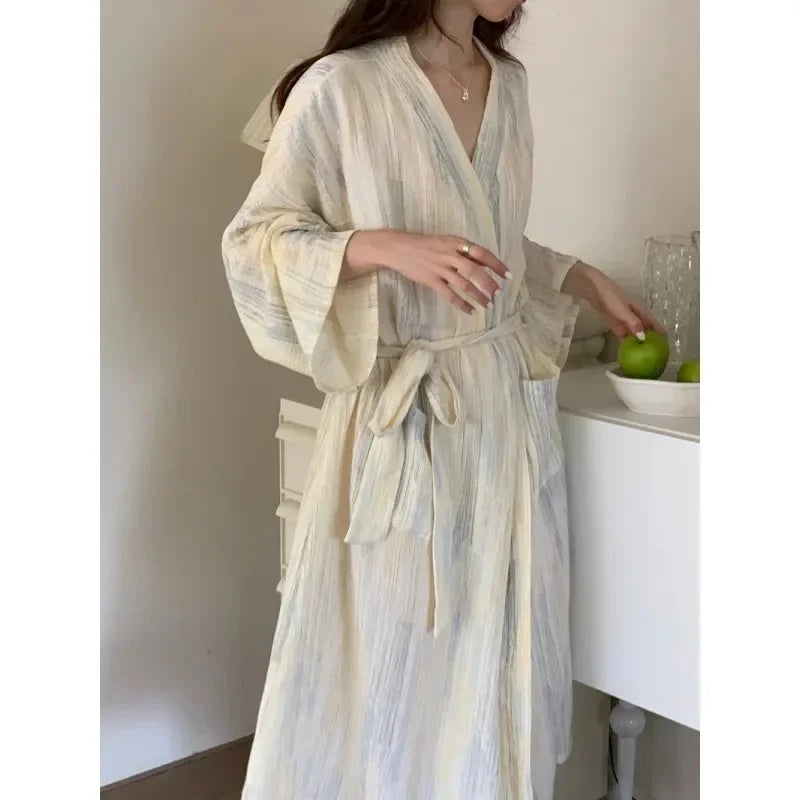 Casual Women's Summer Bathrobe with Kimono Design – Hana