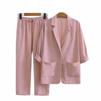 Luftig y Estiloso Conjunto de Dos Piezas con Chaqueta y Pantalón Recto para Mujer – Sorella