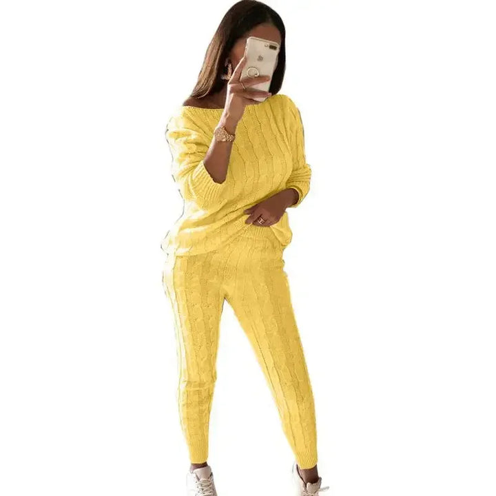 Women's Knitted Tracksuit Two-Piece Set for Autumn & Winter – Isaline
