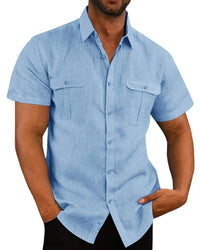 Men's Short-Sleeve Shirt with Chest Pockets and Kent Collar – Lennard