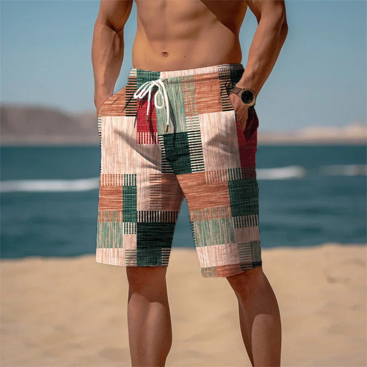 Pantalones cortos de playa para hombre algodón estampado 3D transpirable look de verano - Jamal