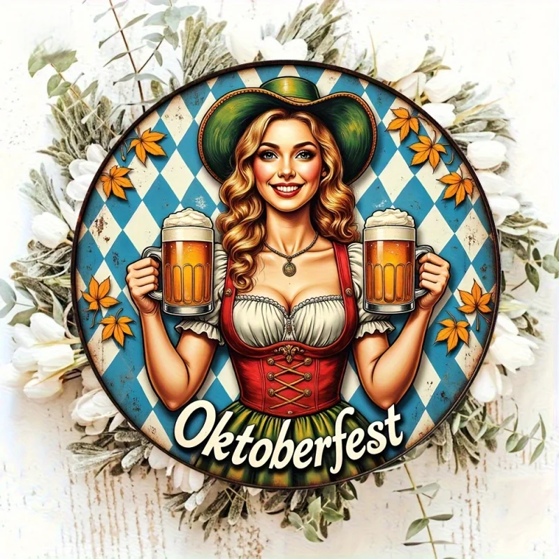 Rund vægdekoration „Oktoberfest-pige“ (20 cm) – BierMaid Art Oktoberfest 2025