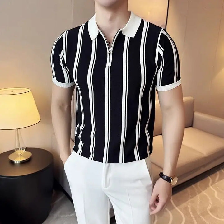 Short-sleeve polo with zipper for men – Silvano