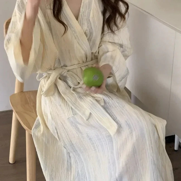 Casual Women's Summer Bathrobe with Kimono Design – Hana