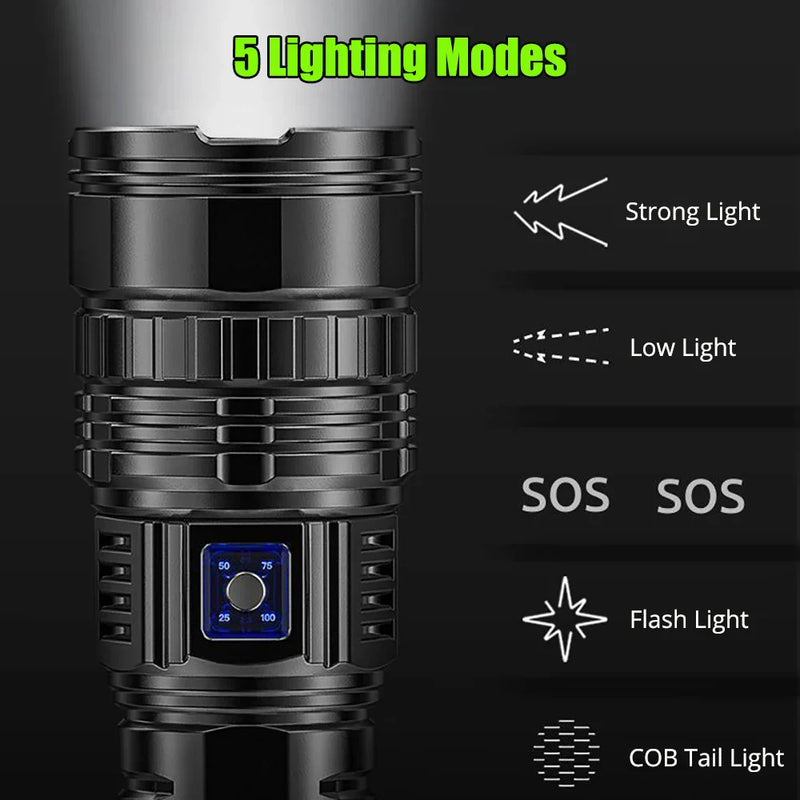 Oppladbar 10000 lumen LED-lommelykt – Striker