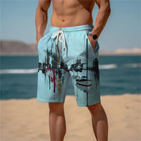 Pantalones cortos de playa para hombre algodón estampado 3D transpirable look de verano - Jamal