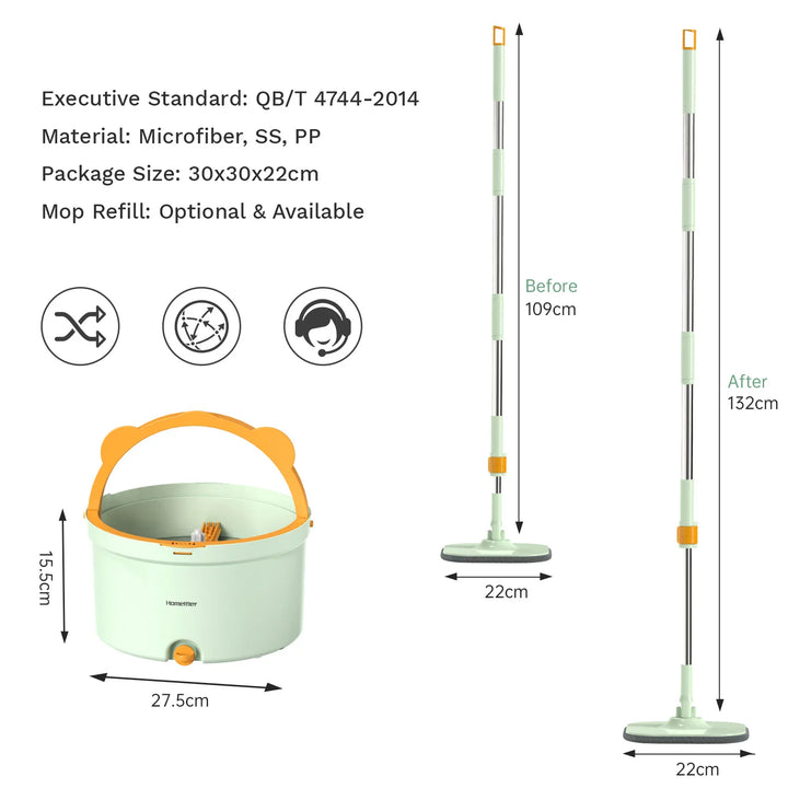 Selbstrotierender Wischmopp mit Eimer - SpinMop