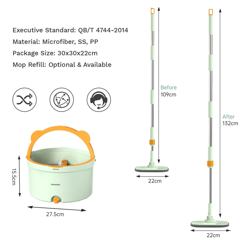 Selbstrotierender Wischmopp mit Eimer - SpinMop