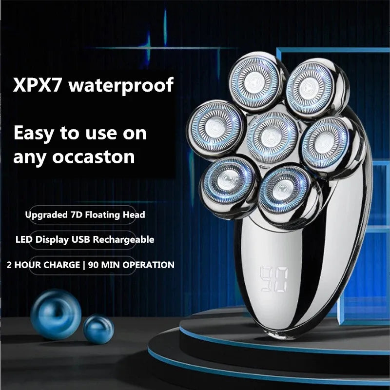 7D Floating Electric Shaver with 5-in-1 Grooming Kit and Waterproof Design – FlexEdge