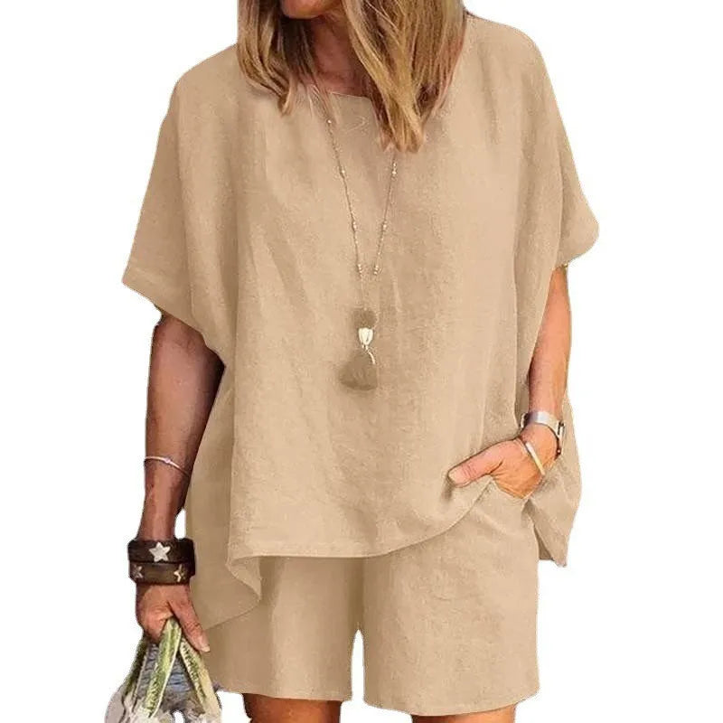 Trendy Two-Piece Linen Summer Set with Shorts for Women – Nayla