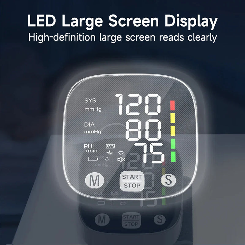 Wiederaufladbares LED-Handgelenk-Blutdruckmessgerät mit Sprachfunktion – HeartGuard