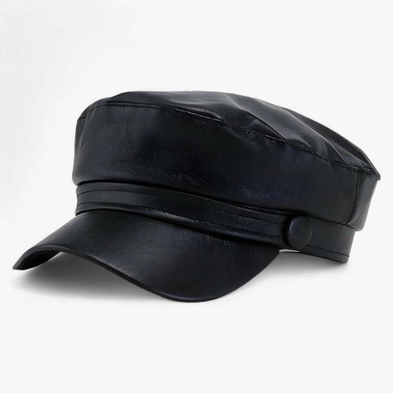 Octagonal Women's Newsboy Cap made of PU Leather – Valence