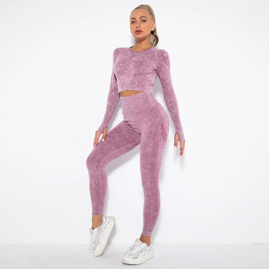 Conjunto de yoga para mujer sin costuras con top corto - Nova