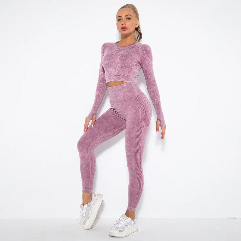 Conjunto de yoga para mujer sin costuras con top corto - Nova