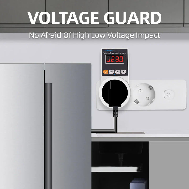 Automatischer Spannungsprotektor-Stecker mit einstellbaren Einstellungen – VoltGuard