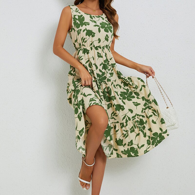 Summer Midi Dress with Floral Print – Fenna