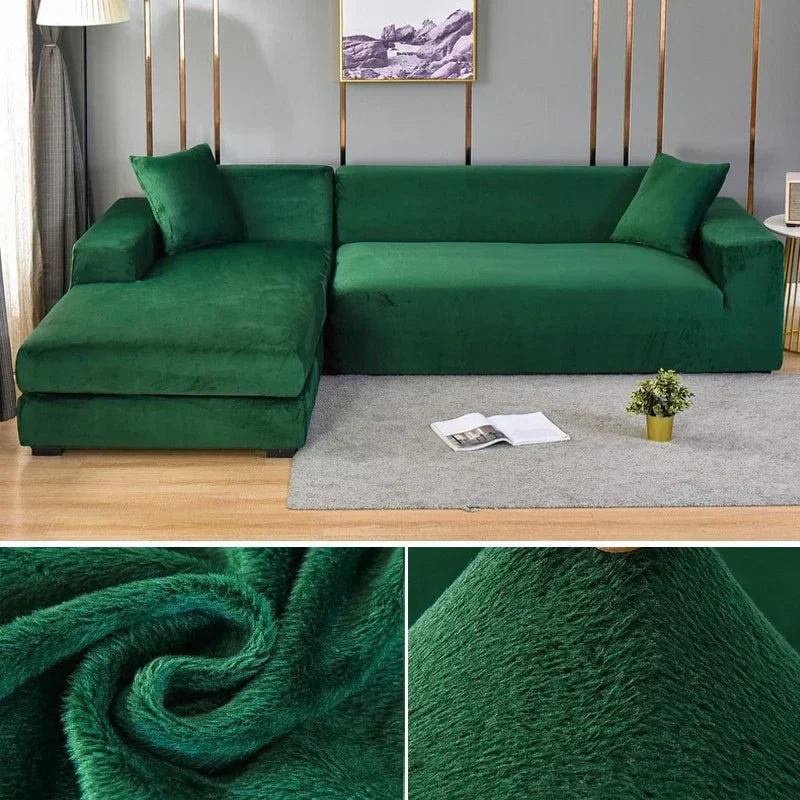 Stretch velour sofa cover with luxurious finish – Sofina