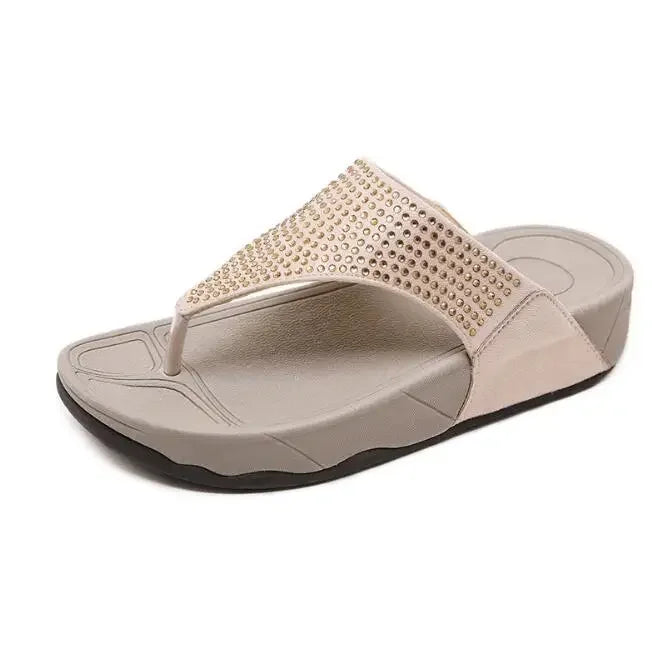 Comfortable women's platform slippers with rhinestones – Geneva