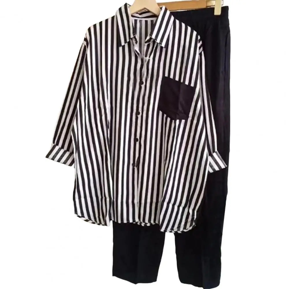 Two-piece summer set made of linen Loose shirt & wide pants - Zayenne