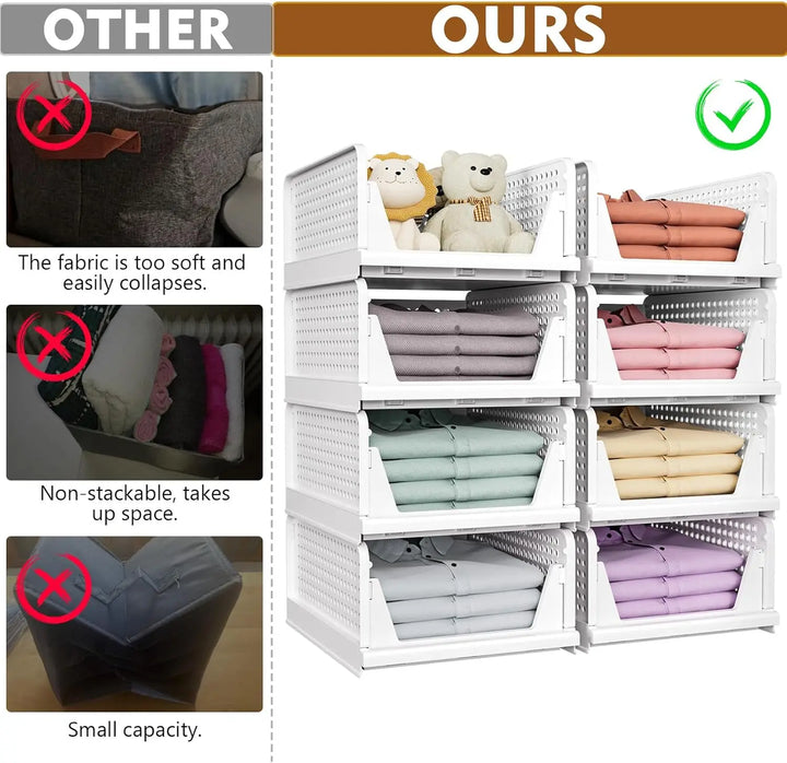 5er-Pack stapelbare faltbare Kleiderschrank-Aufbewahrungsboxen – Liora