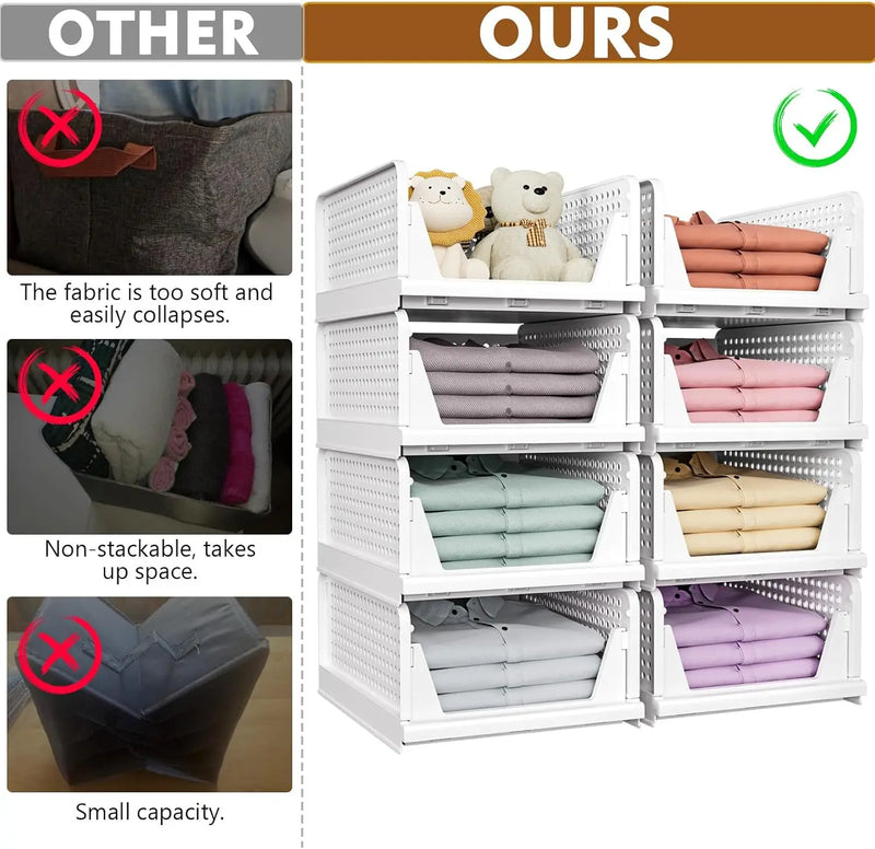 5er-Pack stapelbare faltbare Kleiderschrank-Aufbewahrungsboxen – Liora