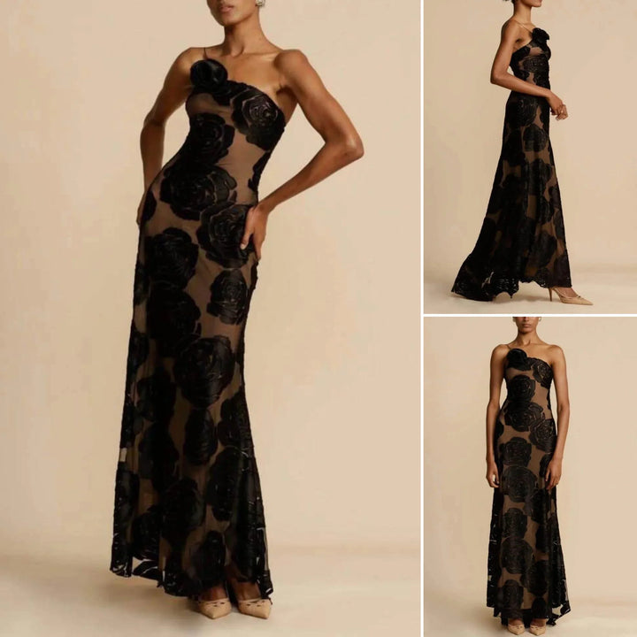 Off-shoulder maxi dress with jacquard pattern – Maila